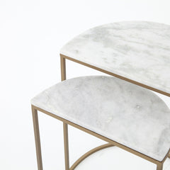 Ane Nesting Tables in White Marble detail view - Whats New Furniture Portland OR