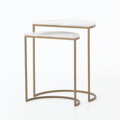 Ane Nesting Tables in White Marble detail view - Whats New Furniture Portland OR
