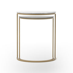 Ane Nesting Tables in White Marble detail view - Whats New Furniture Portland OR