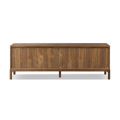 Arturo Media Console Natural Walnut Veneer front panel detail view - Whats New Furniture Portland OR