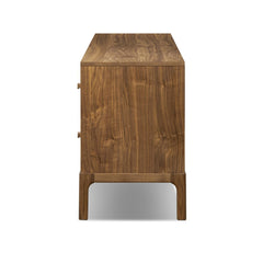 Arturo Media Console in Natural Walnut Veneer side view - Whats New Furniture Portland OR