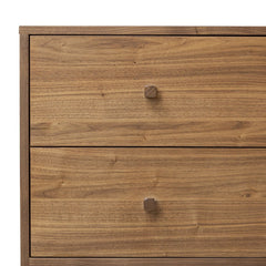 Arturo Media Console in Natural Walnut Veneer detail view of interior storage - Whats New Furniture Portland OR