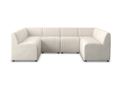 Augustine U-Shape Dining Banquette in Capri Oatmeal - Capri Oatmeal dining banquette by Four Hands - Whats New Furniture Portland OR
