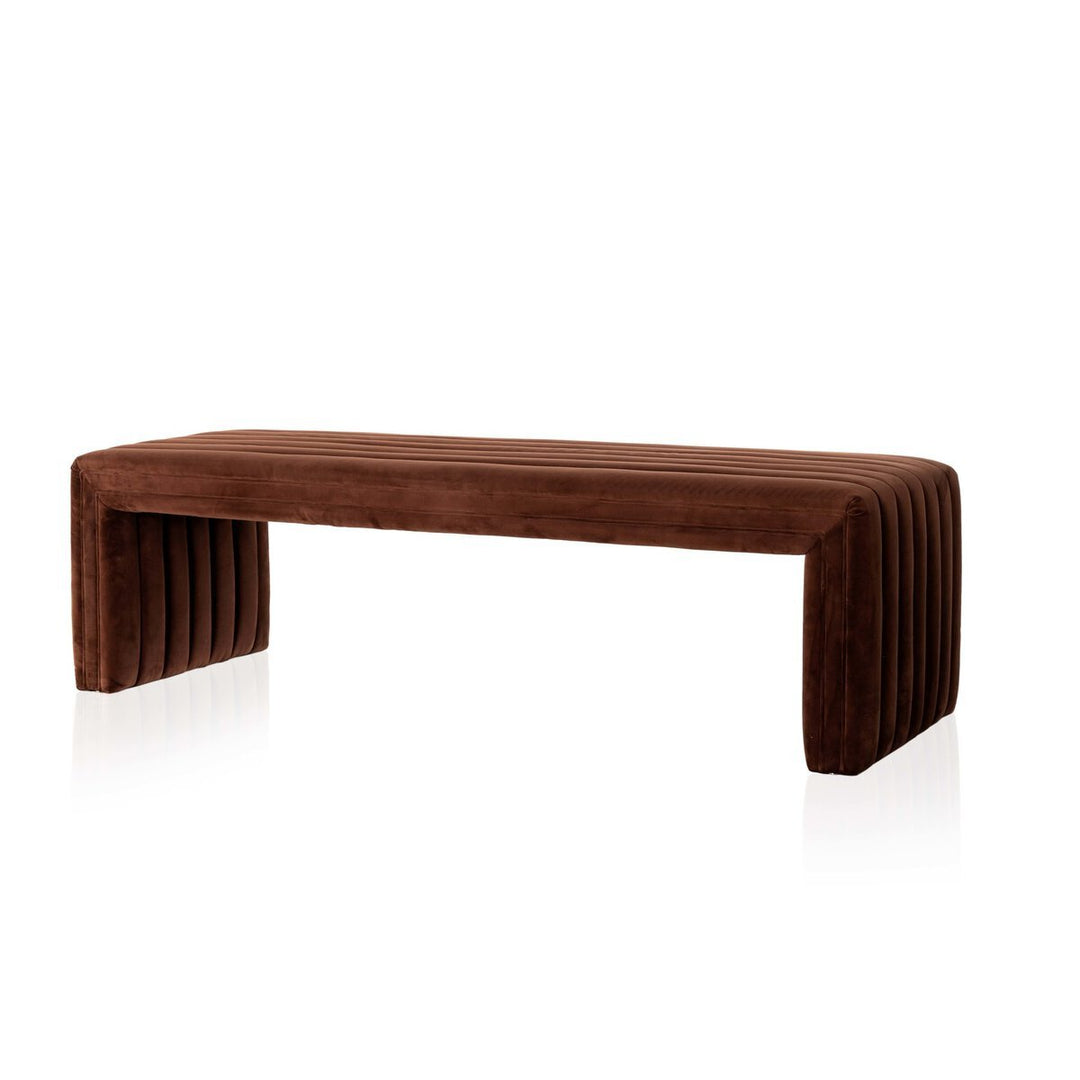 Augustine Bench in Surrey Auburn three-quarter view - Whats New Furniture Portland OR