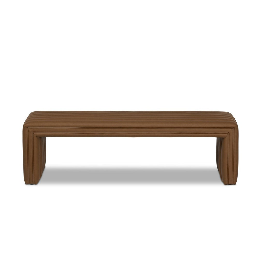 Augustine Bench in Maestro Cigar front studio view - Whats New Furniture Portland OR