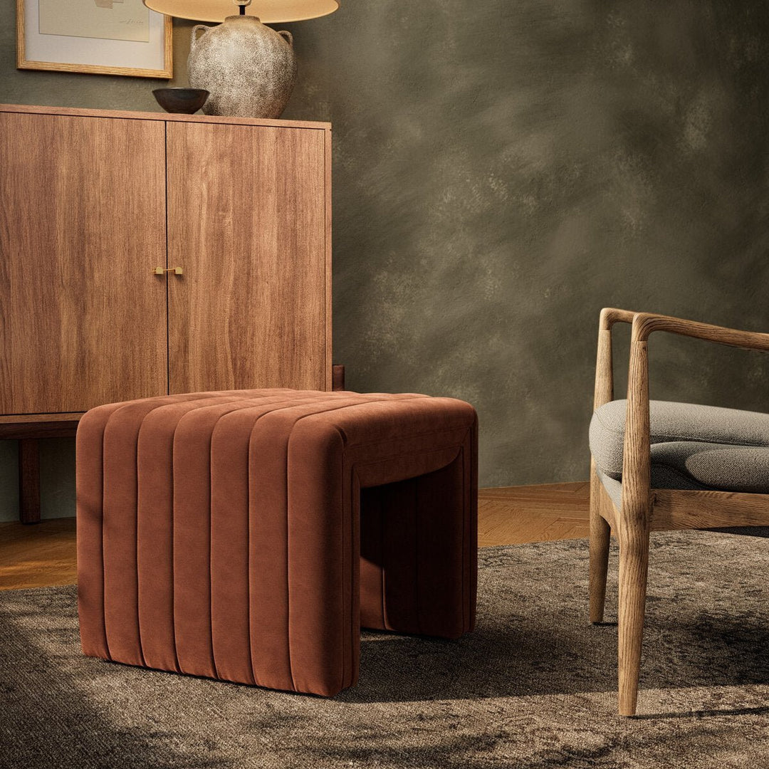 Augustine Ottoman in Surrey Auburn back studio view - Whats New Furniture Portland OR
