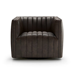 Augustine Swivel Chair in Deacon Wolf front studio view - Whats New Furniture Portland OR