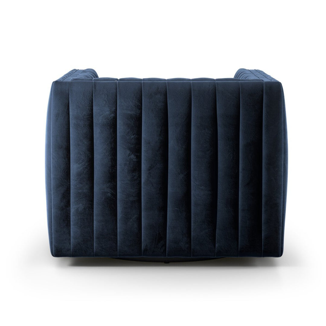 Augustine Swivel Chair in Sapphire Navy second detail view - Whats New Furniture Portland OR