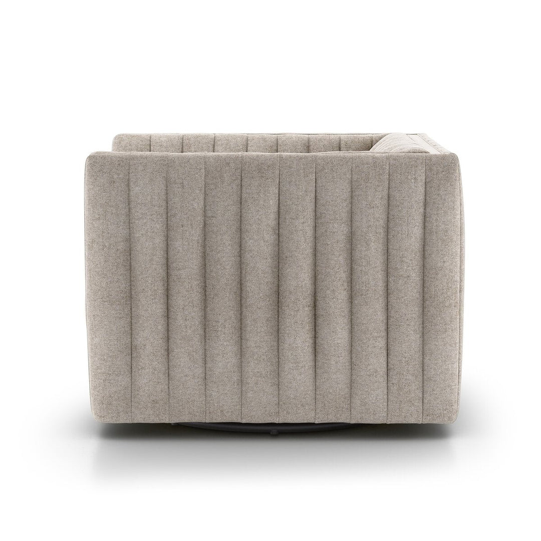 Augustine Swivel Chair in Orly Natural side studio view - Whats New Furniture Portland OR