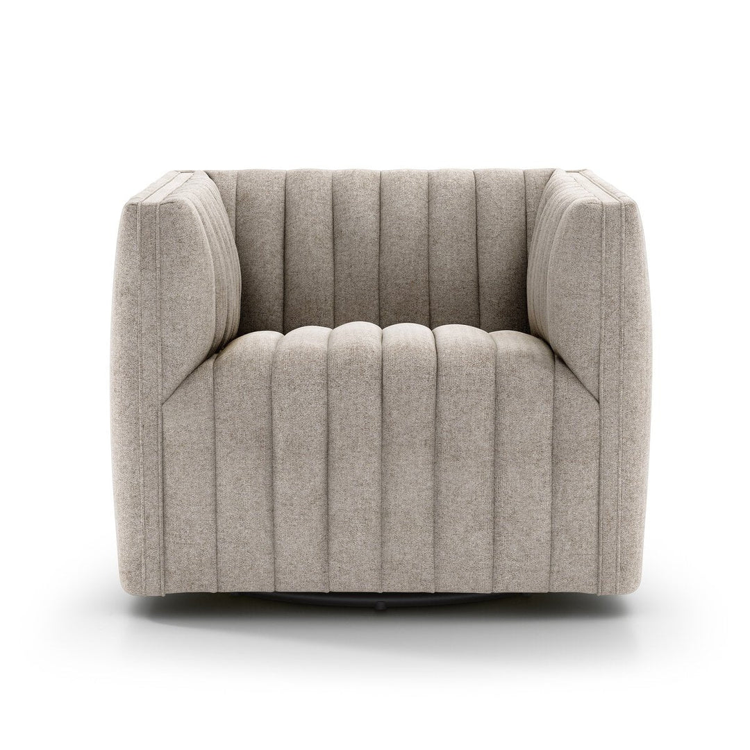 Augustine Swivel Chair in Orly Natural front studio view - Whats New Furniture Portland OR