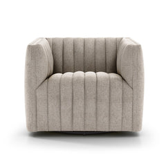 Augustine Swivel Chair in Orly Natural front studio view - Whats New Furniture Portland OR