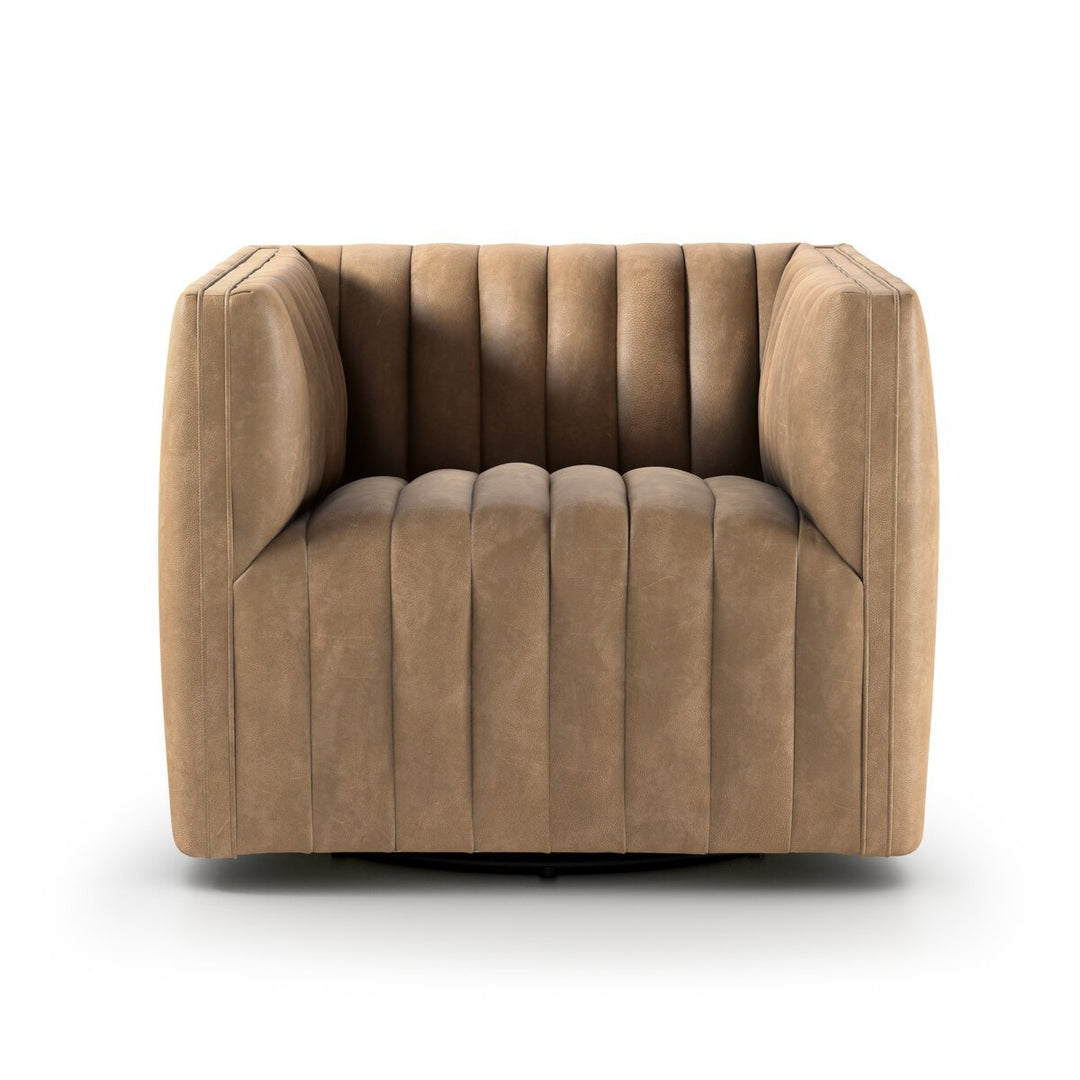 Augustine Swivel Chair in Palermo Drift front studio view - Whats New Furniture Portland OR