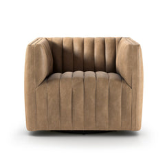 Augustine Swivel Chair in Palermo Drift front studio view - Whats New Furniture Portland OR