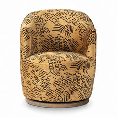 Aurora Swivel Chair in Balkan Ochre front studio view - Whats New Furniture Portland OR