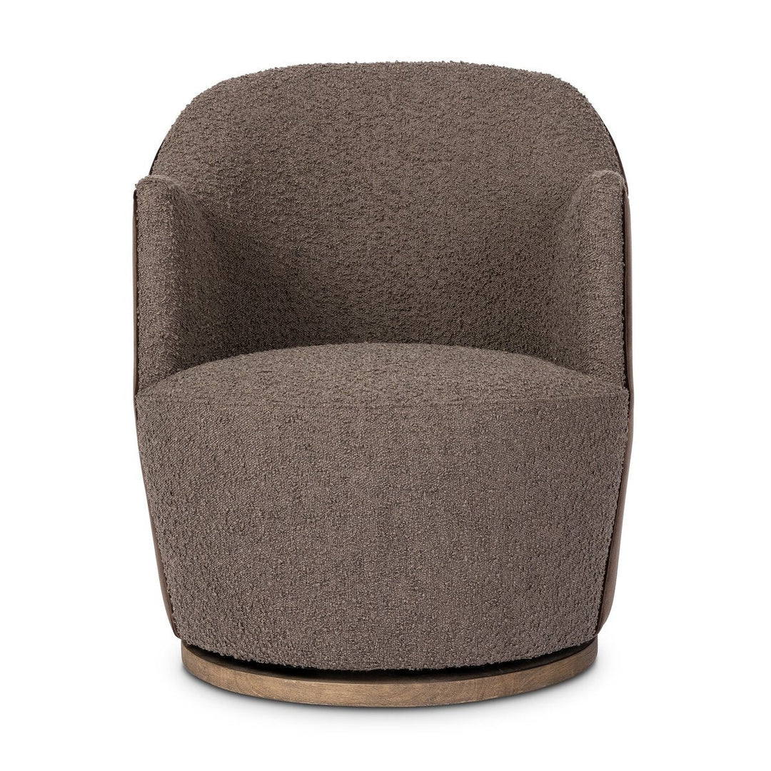 Aurora Swivel Chair in Knoll Clay front studio view - Whats New Furniture Portland OR