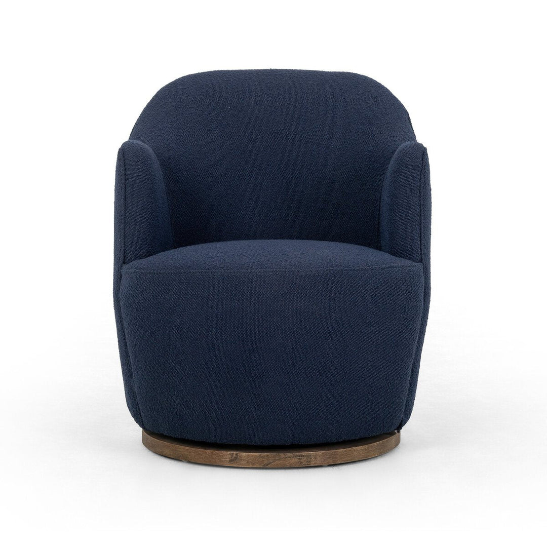 Aurora Swivel Chair in Copenhagen Indigo front studio view - Whats New Furniture Portland OR