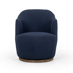 Aurora Swivel Chair in Copenhagen Indigo front studio view - Whats New Furniture Portland OR
