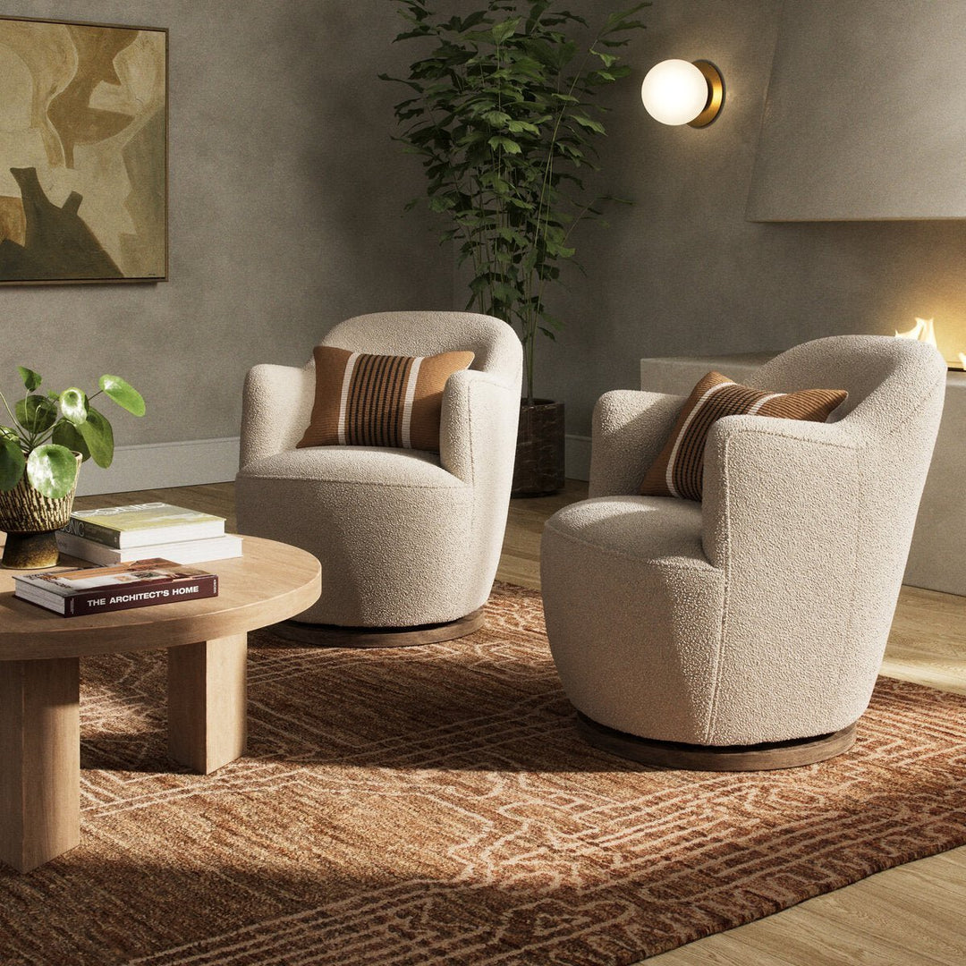 Aurora Swivel Chair in Knoll Natural back view - Whats New Furniture Portland OR