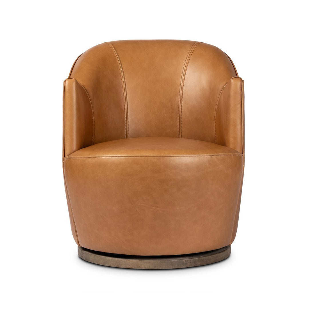Aurora Swivel Chair in Sonoma Butterscotch front studio view - Whats New Furniture Portland OR