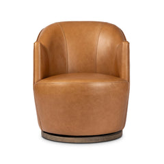 Aurora Swivel Chair in Sonoma Butterscotch front studio view - Whats New Furniture Portland OR