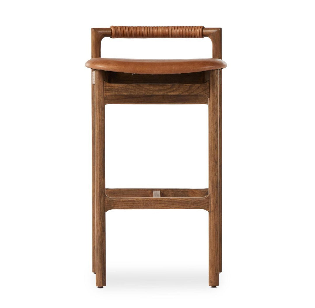 Baden Bar &amp; Counter Stool in Haven Tobacco / Lamont Nettlewood / Bar front studio view - Whats New Furniture Portland OR