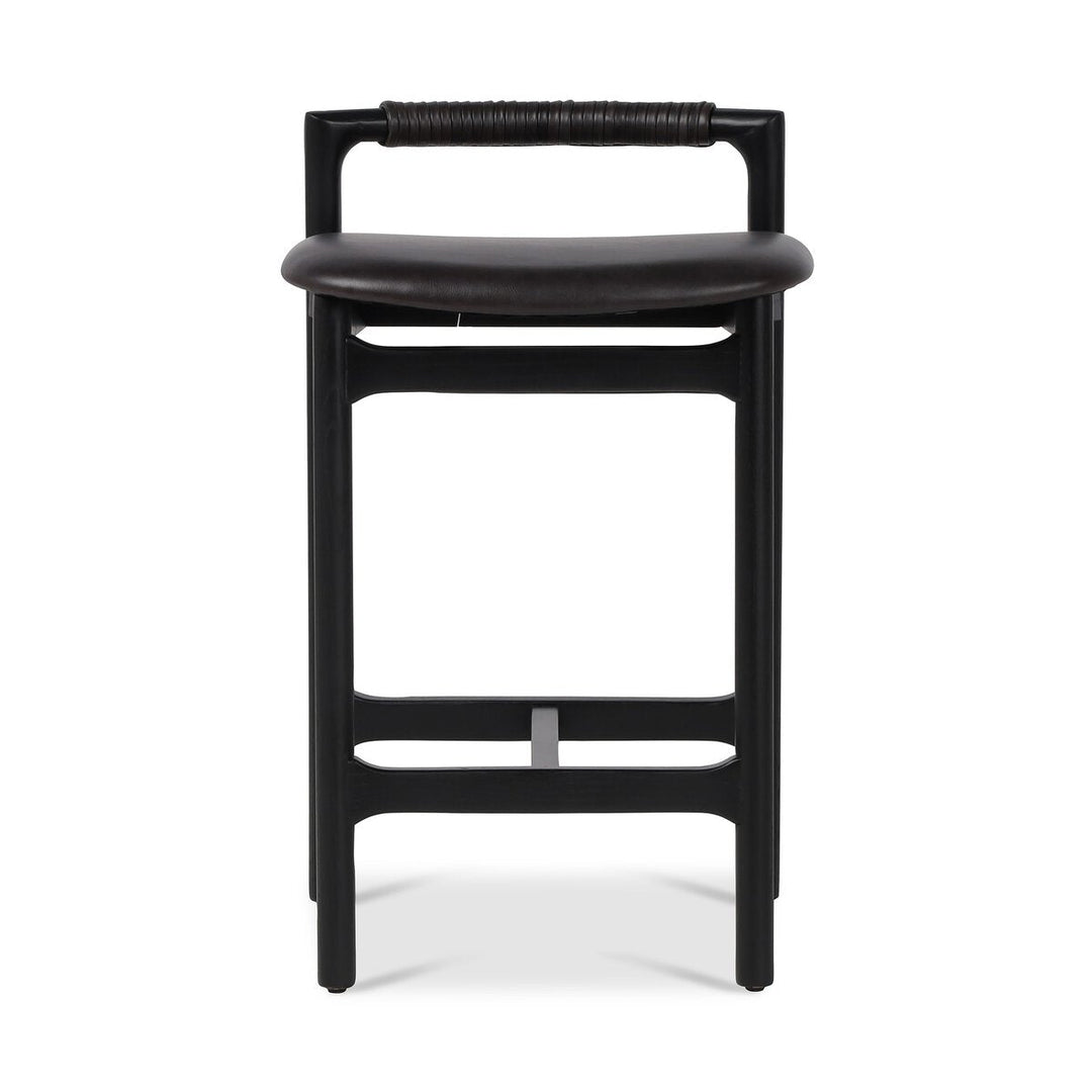 Baden Bar &amp; Counter Stool in Sonoma Black front studio view - Whats New Furniture Portland OR