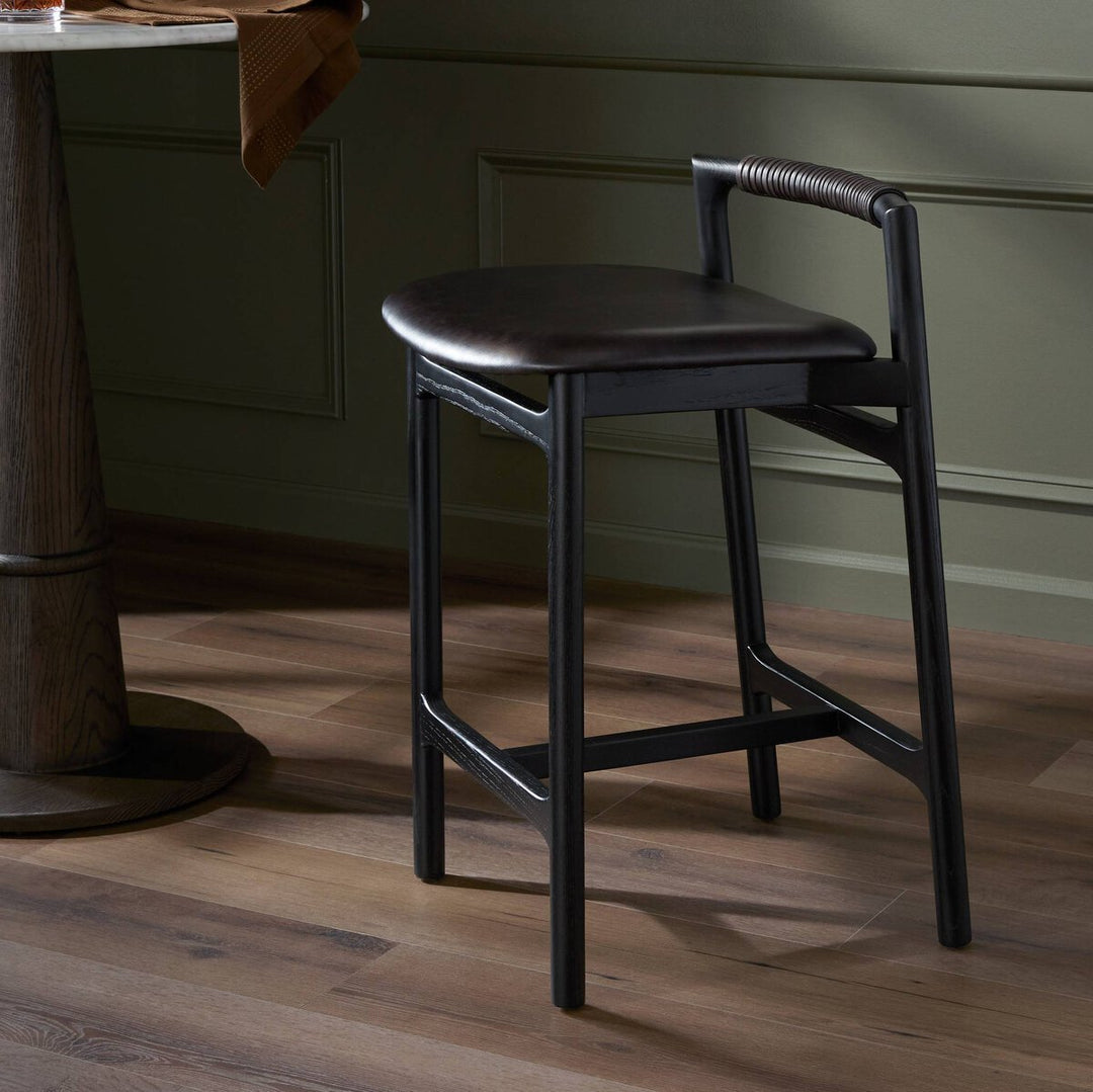 Baden Bar &amp; Counter Stool in Sonoma Black back studio view - Whats New Furniture Portland OR