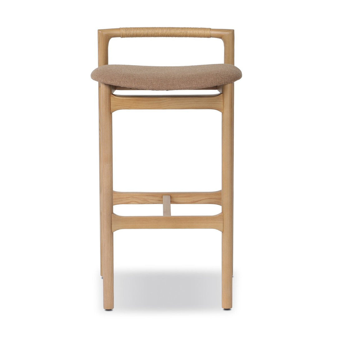 Baden Bar &amp; Counter Stool in Toasted Ash / Natural Paper Cord / Antwerp Cafe / Bar front studio view - Whats New Furniture Portland OR