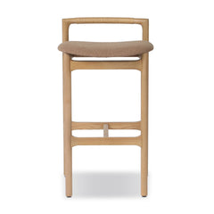Baden Bar &amp; Counter Stool in Toasted Ash / Natural Paper Cord / Antwerp Cafe / Bar front studio view - Whats New Furniture Portland OR