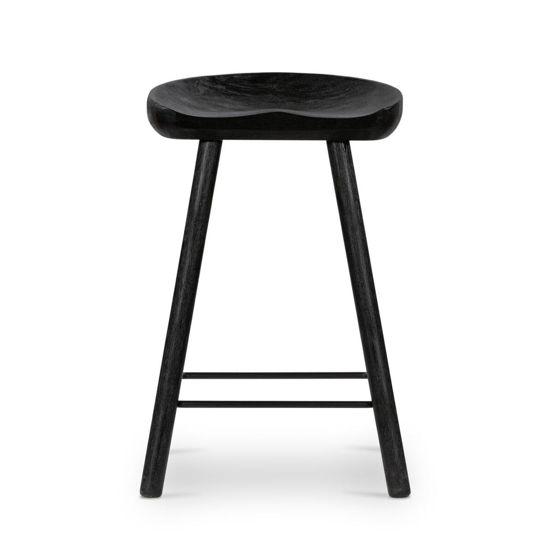 Barrett Bar &amp; Counter Stool in Matte Black Parawood front studio view - Whats New Furniture Portland OR