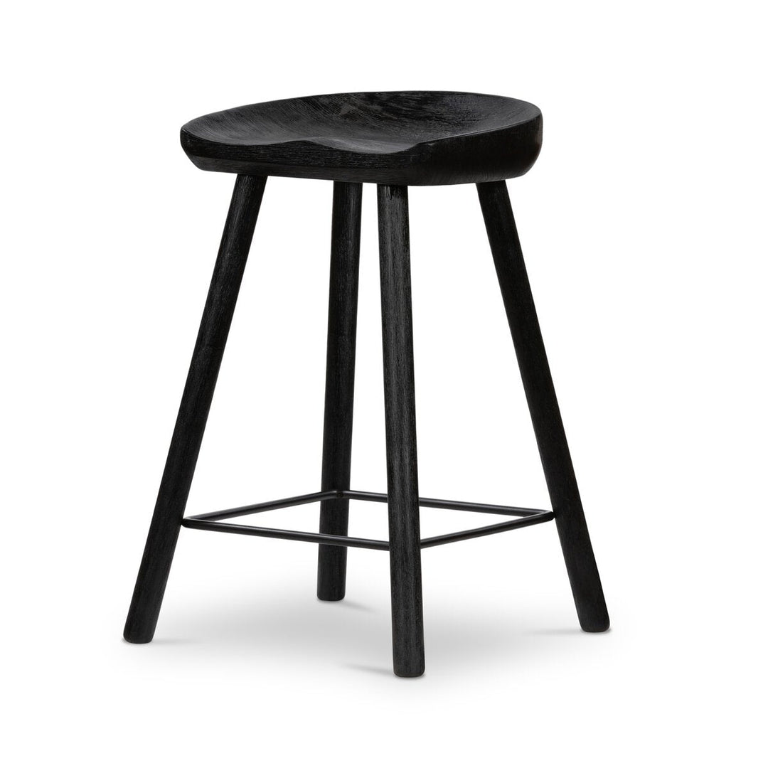 Barrett Bar &amp; Counter Stool in Matte Black Parawood three-quarter view - Whats New Furniture Portland OR
