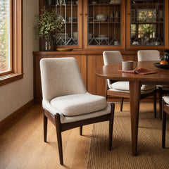 Beige upholstered dining chair with a curved back by Four Hands - view 2