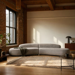 Belen Double Chaise in Thames Coal styled in Portland converted warehouse flat with warm exposed brick and fir timber beams (no steel, no concrete) living room - Whats New Furniture