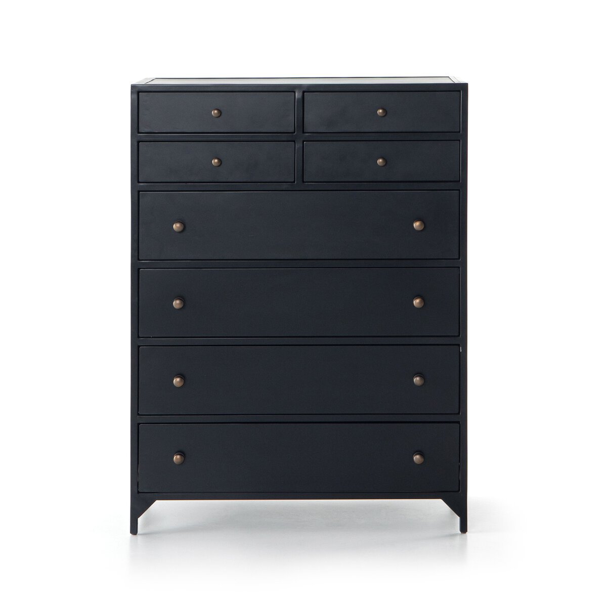 Belmont 8-Drawer Tall Dresser in Black front studio view - Whats New Furniture Portland OR