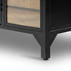 Belmont Cabinet Black iron glass door detail view - Whats New Furniture Portland OR