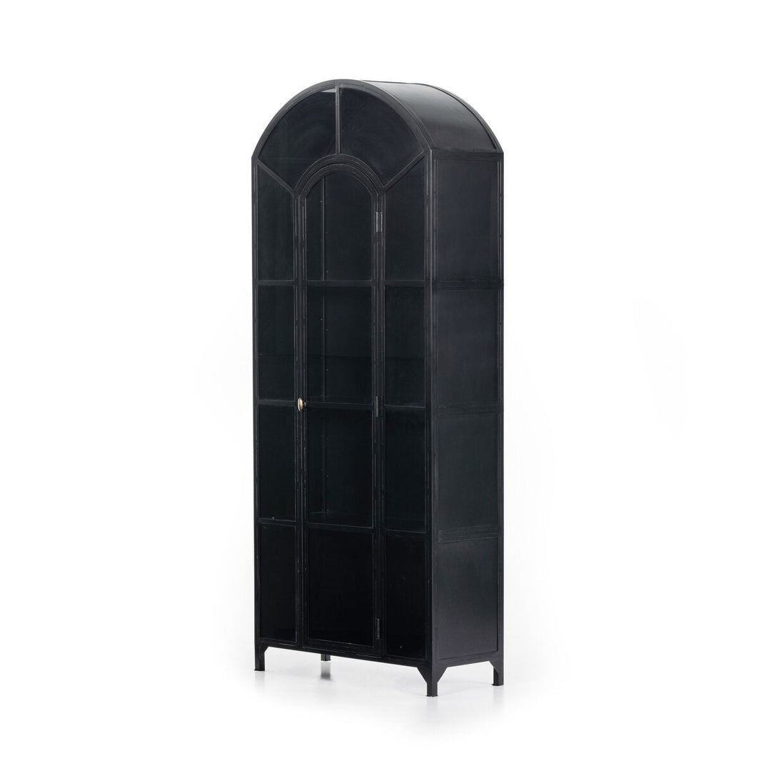 Belmont Cabinet in Black three-quarter view showing arched top - Whats New Furniture Portland OR