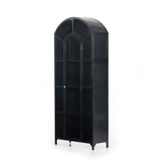 Belmont Cabinet in Black three-quarter view showing arched top - Whats New Furniture Portland OR