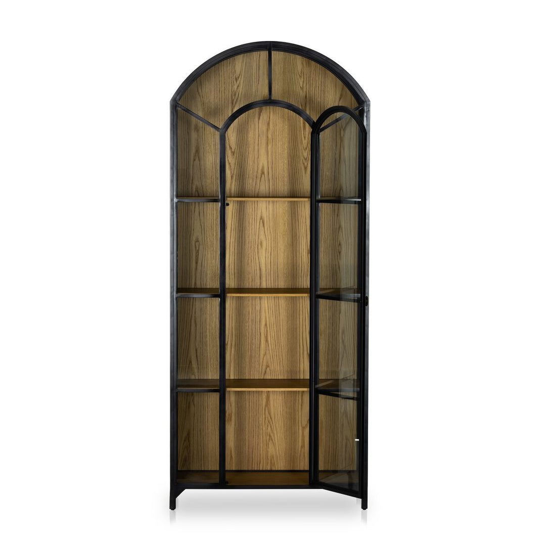 Belmont Cabinet in Black detail view of interior shelving - Whats New Furniture Portland OR