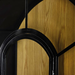 Belmont Cabinet in Black lifestyle view styled with barware - Whats New Furniture Portland OR