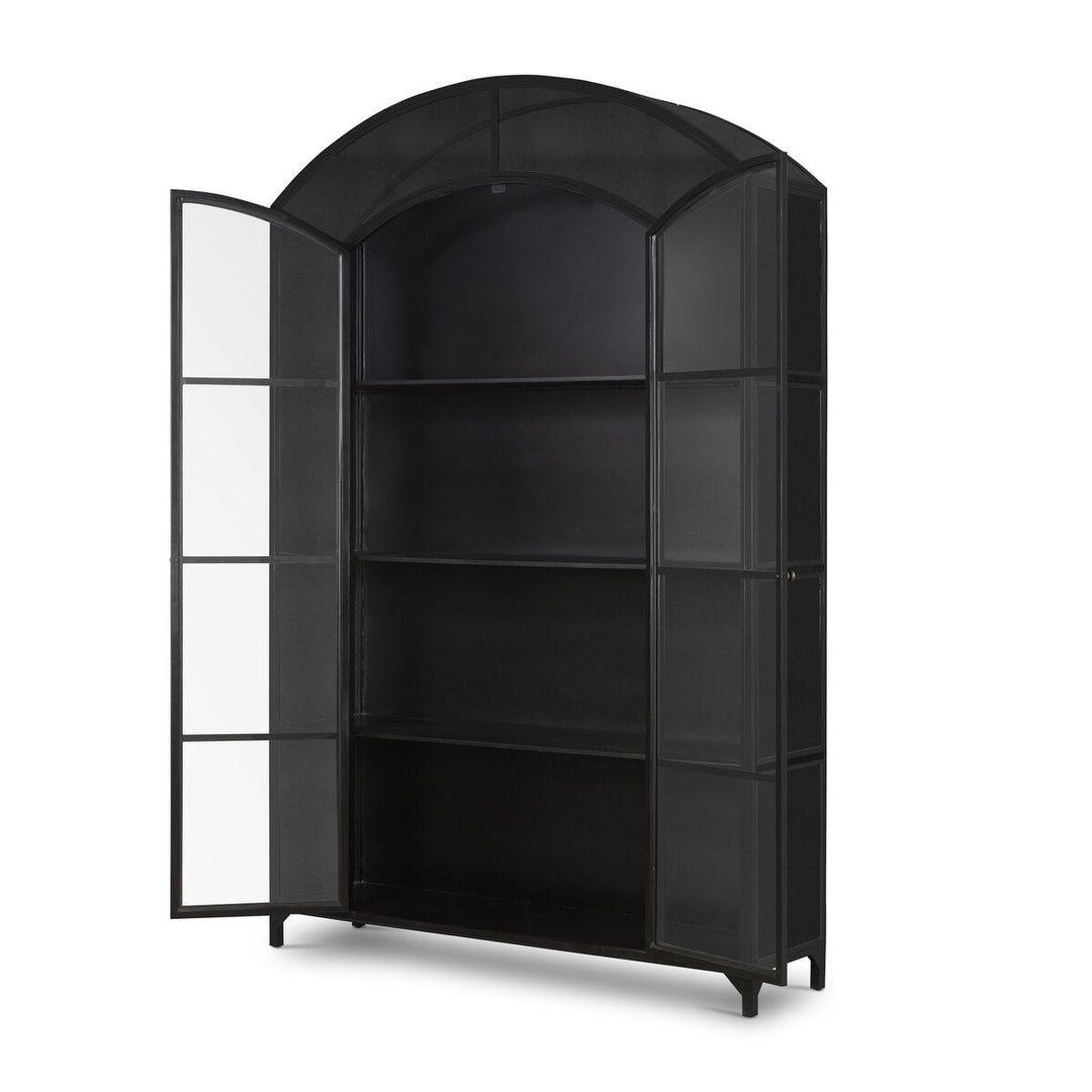 Belmont Wide Metal Cabinet in Black detail view - Whats New Furniture Portland OR
