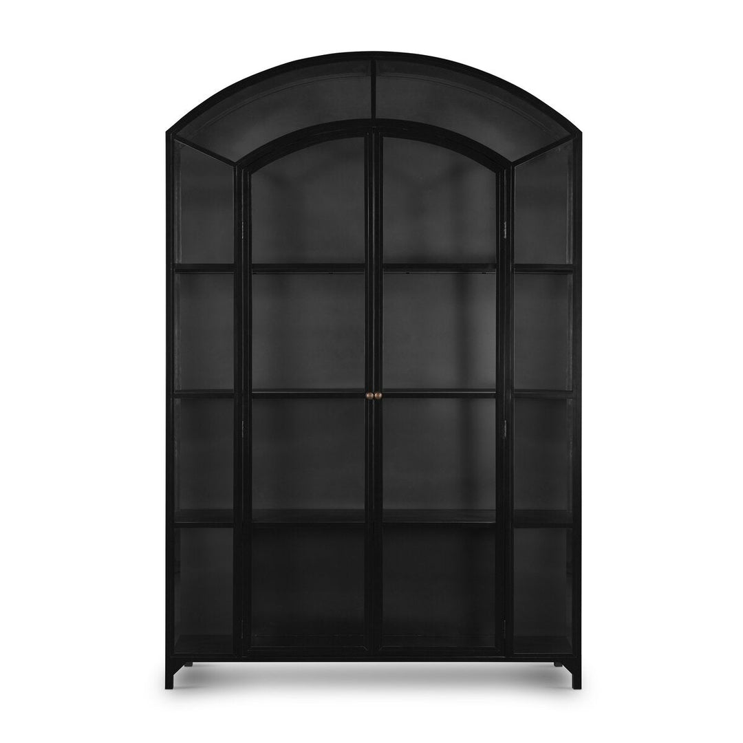 Belmont Wide Metal Cabinet in Black front studio view - Whats New Furniture Portland OR