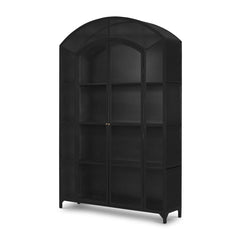 Belmont Wide Metal Cabinet in Black three-quarter view - Whats New Furniture Portland OR