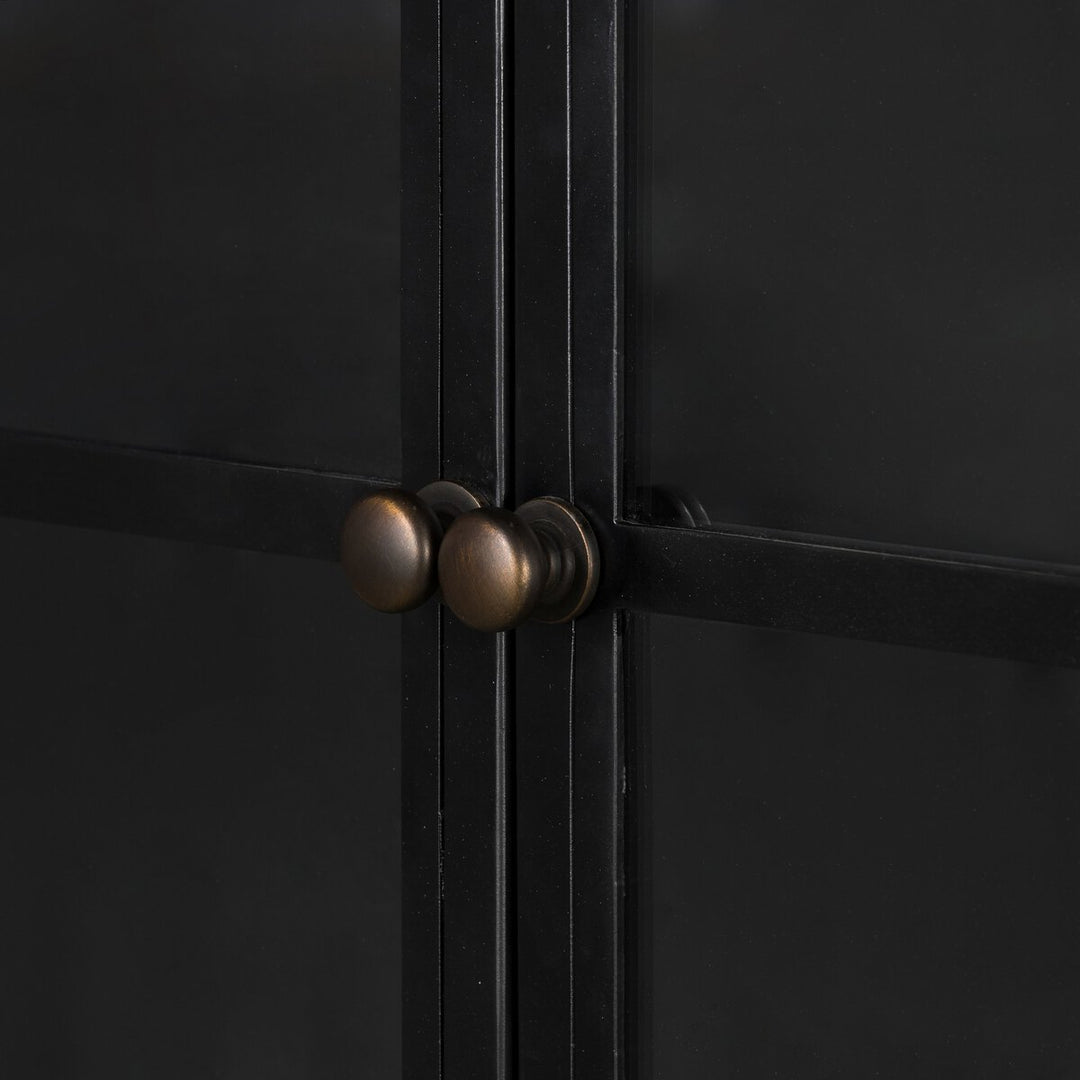 Belmont Wide Metal Cabinet in Black detail view - Whats New Furniture Portland OR