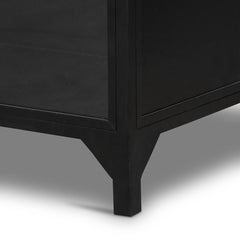 Belmont Wide Metal Cabinet in Black detail view - Whats New Furniture Portland OR