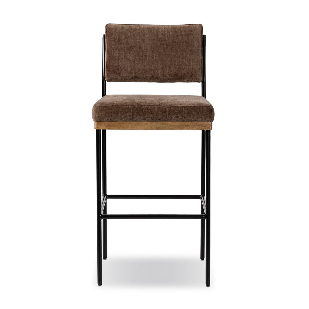 Benton Bar &amp; Counter Stool in Altair Mushroom front studio view - Whats New Furniture Portland OR