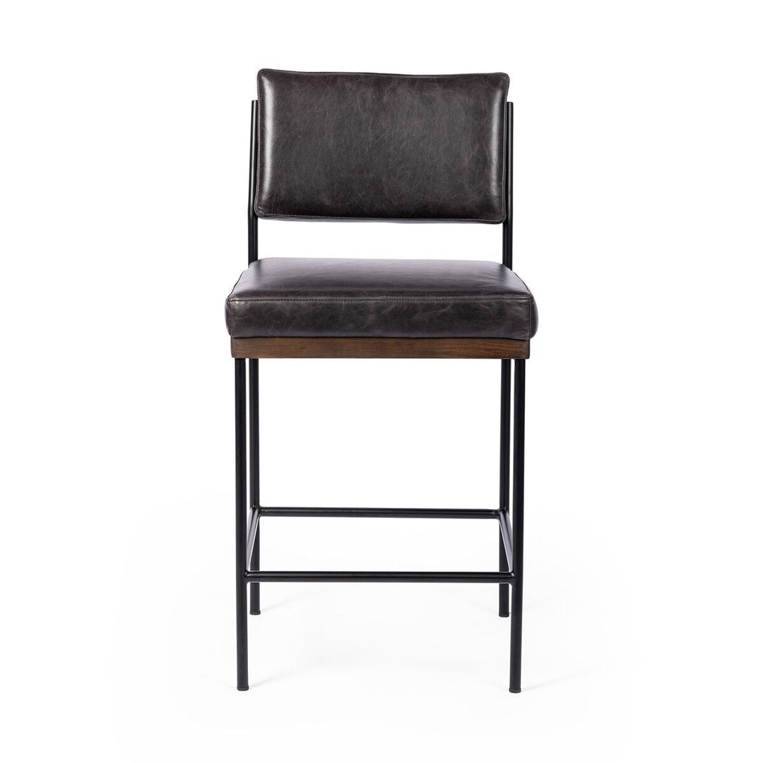 Benton Bar &amp; Counter Stool in Sonoma Black front studio view - Whats New Furniture Portland OR