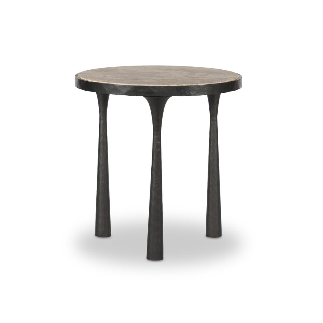 Billings End Table in Cast Iron Marble - marble end table by Amber Lewis x Four Hands - Whats New Furniture Portland OR
