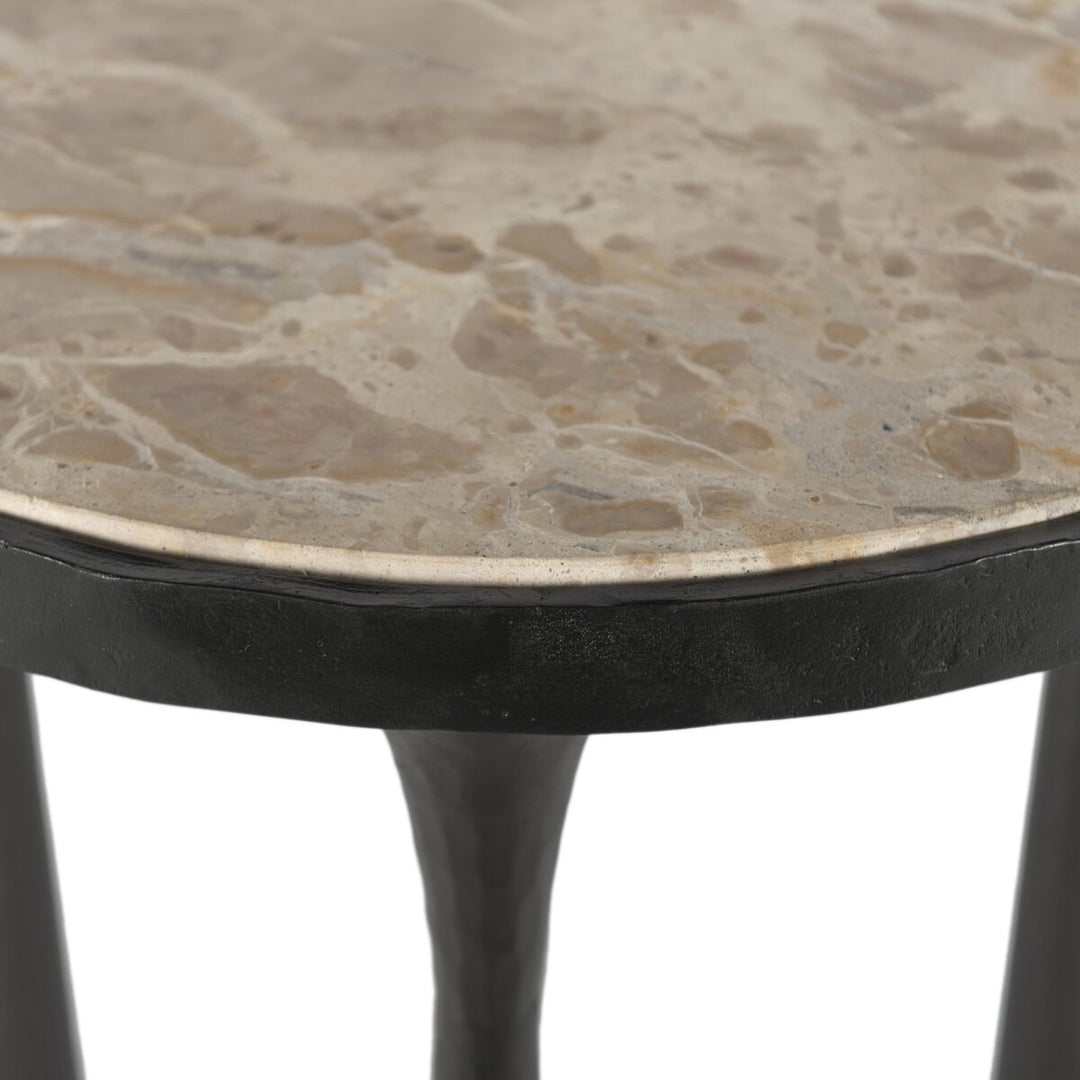 Billings End Table in Cast Iron Marble leg detail - marble end table by Amber Lewis x Four Hands - Whats New Furniture Portland OR