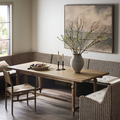 Blinn Extension Dining Table in Worn Oak Veneer back view - Whats New Furniture Portland OR