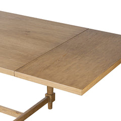 Blinn Extension Dining Table in Worn Oak Veneer detail view - Whats New Furniture Portland OR